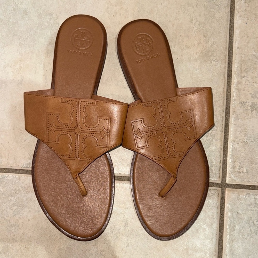 Tory Burch Brown Jamie Leather Sandals